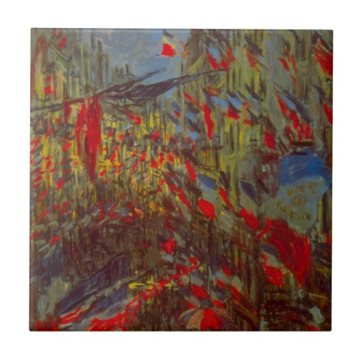 Rue Montorgueil met Flags van Claude Monet Tegeltje (Voorkant)