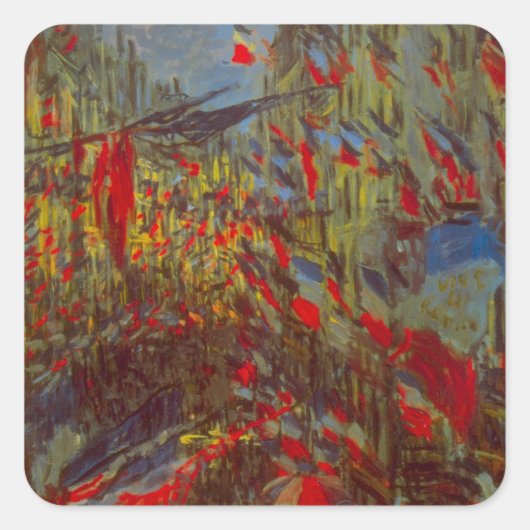 Rue Montorgueil met Flags van Claude Monet Vierkante Sticker (Voorkant)
