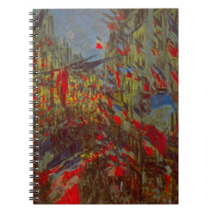 Rue Montorgueil met vlaggen door Claude Monet Notitieboek