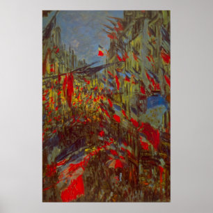 Rue Montorgueil met vlaggen door Claude Monet Poster