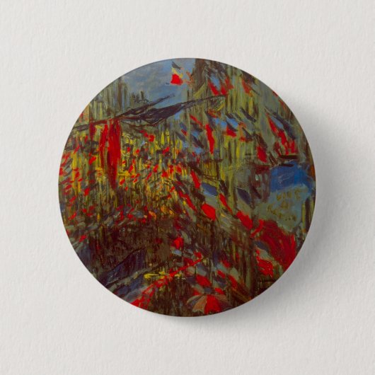 Rue Montorgueil met vlaggen door Claude Monet Ronde Button 5,7 Cm (Voorkant)