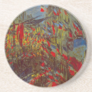 Rue Montorgueil met vlaggen door Claude Monet Zandsteen Onderzetter