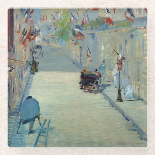 Rue Mosnier met Flags Manet Fine Art Painting Glazen Onderzetter (Voorkant)