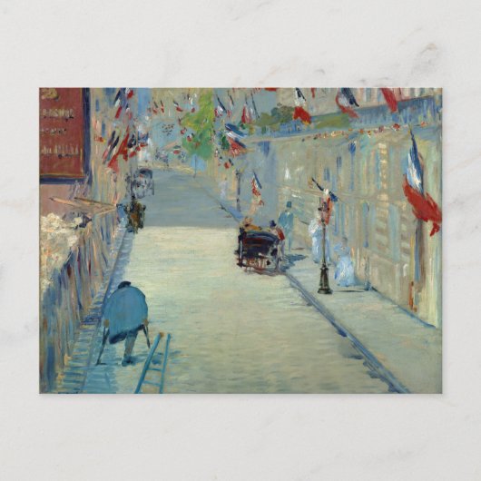 Rue Mosnier met Flags Manet French France Art Briefkaart (Voorkant)