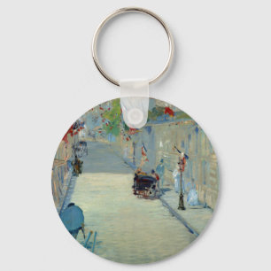 Rue Mosnier met Flags Manet Painting Sleutelhanger