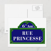 Rue Princesse, Paris Street Sign Briefkaart (Voorkant / Achterkant)