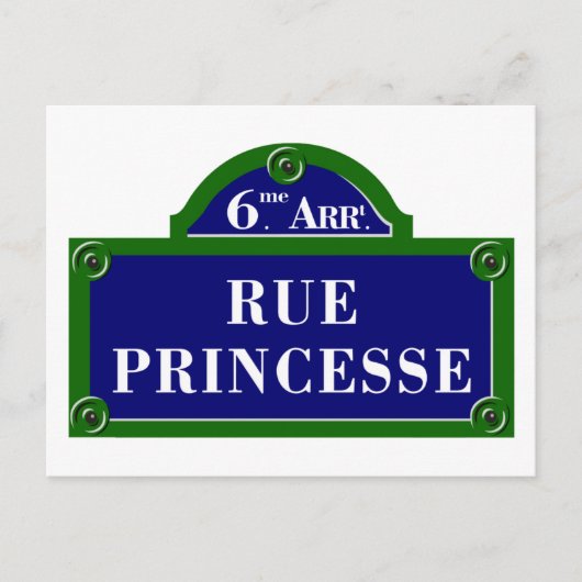 Rue Princesse, Paris Street Sign Briefkaart (Voorkant)