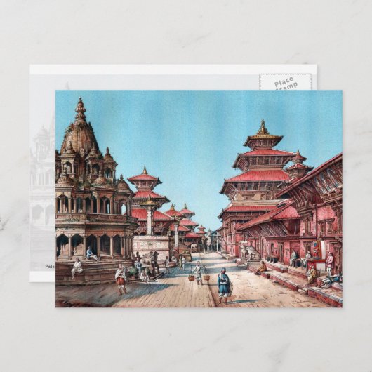 RUE PRINCIPALE DANS PATAN, NÉPAL (1887) BRIEFKAART (Voorkant / Achterkant)