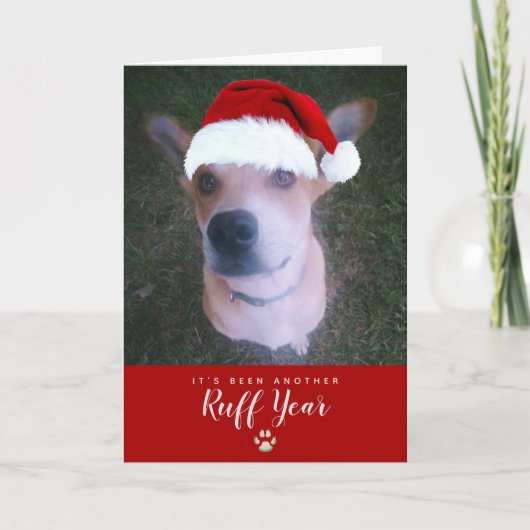 Ruff 2021 Funny Dog Pun Pet met Kerstmis Foto Feestdagen Kaart (Voorkant)