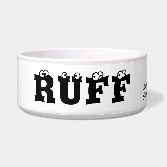 Ruff Cute Text Personalized Pet Voerbakje (Voorkant)