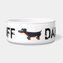 Ruff Day Cartoon Dachshund Dog Pet Food Bowl