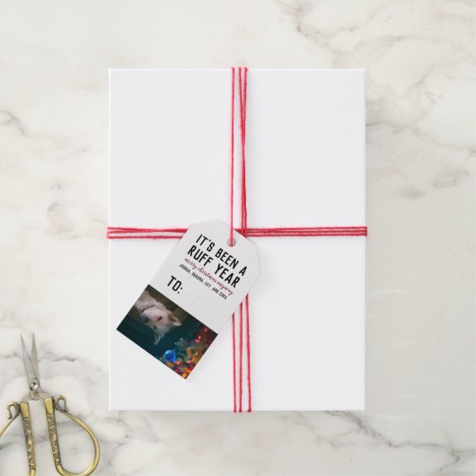 Ruff Jaar 2020 Kerst Huisdier Hond Foto Cadeaulabel (Met Touw)
