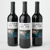 Ruff Jaar 2020 Kerstmis Pet Foto Wijn Etiket (Flessen)