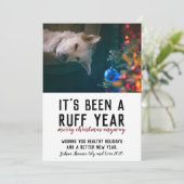 Ruff Jaar 2020 Rode Kersthond Foto Feestdagenkaart (Staand voorkant)