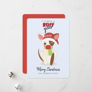 RUFF Jaar Chihuahua in Gezichtsmasker Feestdagenkaart
