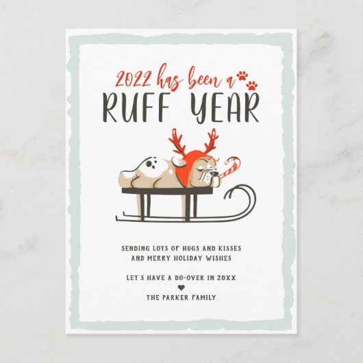 Ruff Jaar | Grappige Hond Kerstvakantie Briefkaart (Voorkant)
