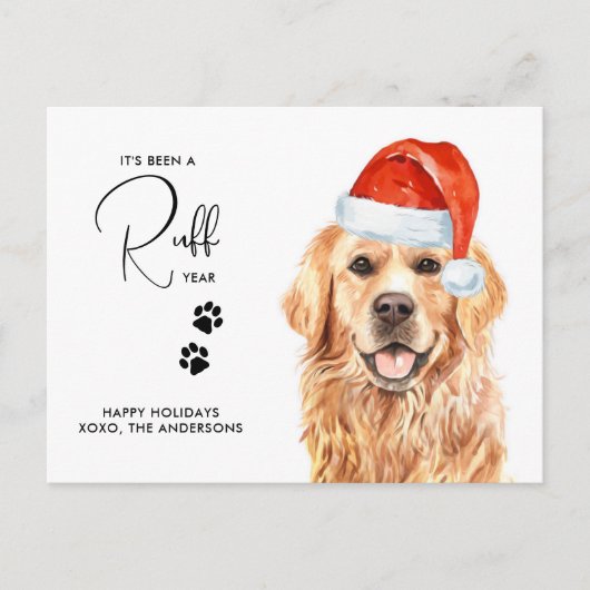 Ruff Jaar in Review Funny Golden Retriever Dog Feestdagenkaart (Voorkant)