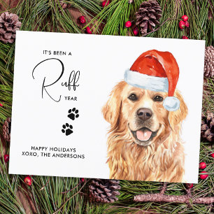 Ruff Jaar in Review Funny Golden Retriever Dog Feestdagenkaart