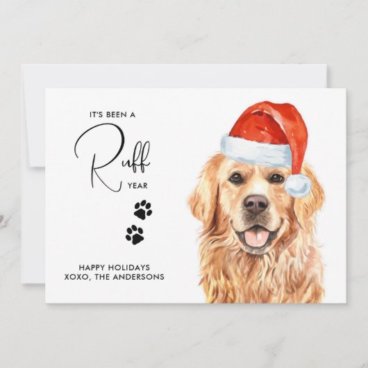 Ruff Jaar in Review Funny Golden Retriever Dog Feestdagenkaart (Voorkant)