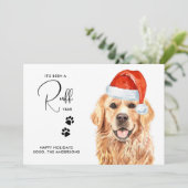 Ruff Jaar in Review Funny Golden Retriever Dog Feestdagenkaart (Staand voorkant)