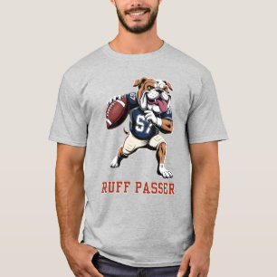 Ruff Passer Grappige Bulldog Voetbal Quarterback 6 T-shirt