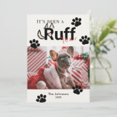 Ruff Year Cream Witte Hond Foto Kerstmis Feestdagenkaart (Staand voorkant)
