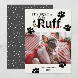 Ruff Year Cream Witte Hond Foto Kerstmis Feestdagenkaart