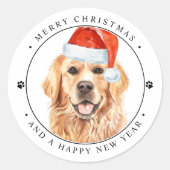 Ruff Year Golden Retriever Funny Dog Kerstmis Ronde Sticker (Voorkant)