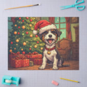 Ruffe hond kerstmuts Kerstboom Opgewekt Tissuepapier (Craft)