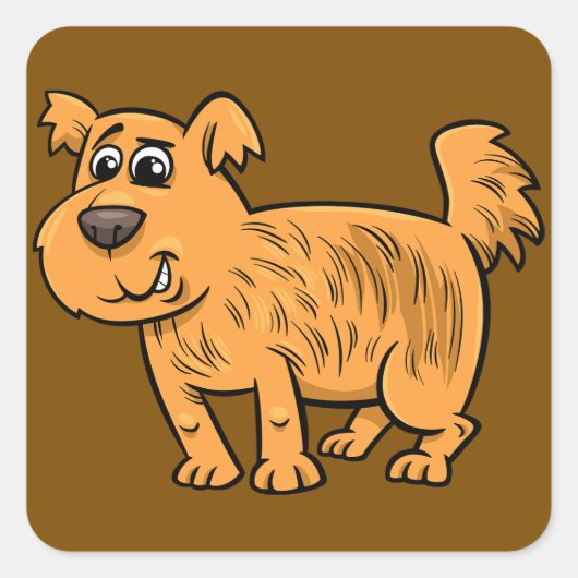 Ruffe oranje puppy hond vierkante sticker (Voorkant)