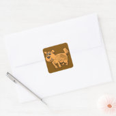 Ruffe oranje puppy hond vierkante sticker (Envelop)