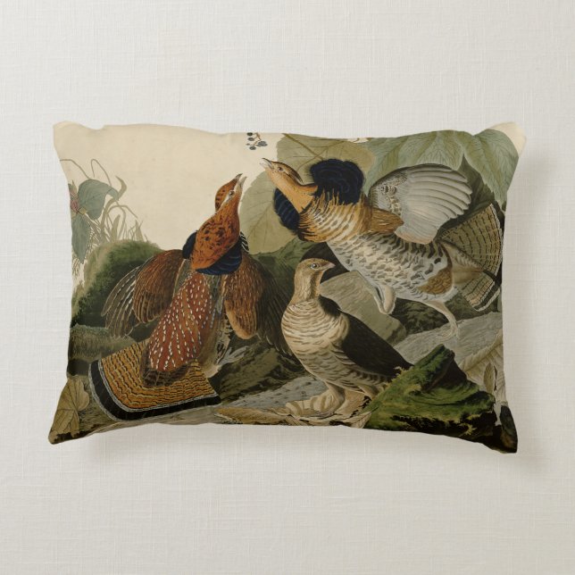 Ruffed Grouse Audubon Game Bird Accent Kussen (Achterkant)