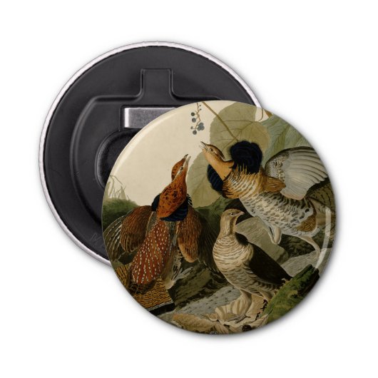 Ruffed Grouse Audubon Game Bird Button Flesopener (Voorkant)