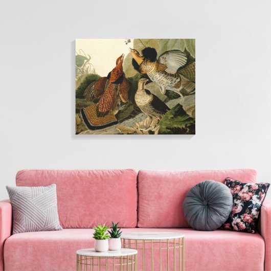 Ruffed Grouse Audubon Game Bird Canvas Afdruk (Insitu (Woonkamer))