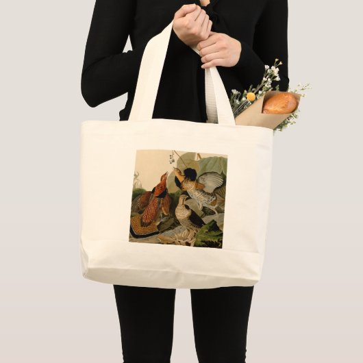 Ruffed Grouse Audubon Game Bird Grote Tote Bag (Voorkant (product))