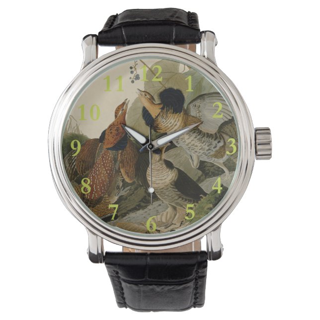 Ruffed Grouse Audubon Game Bird Horloge (Voorkant)