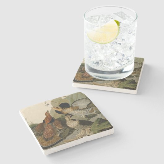 Ruffed Grouse Audubon Game Bird Stenen Onderzetter (Zijkant)