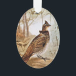 Ruffed Grouse Ornament<br><div class="desc">Deze prachtige,  verrukte grond staat in deze prachtige oude illustratie voor en in het midden. Het zijn mooie bruine en witte veren maken het tegen een zacht en natuurlijk bosgebied.</div>