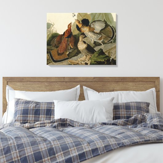 Ruffed Grouse van John Audubon Canvas Afdruk (Insitu (Slaapkamer))