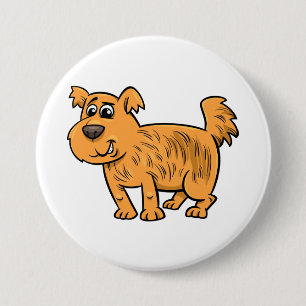 Ruffelig Oranje Puppie Hond Ronde Button 7,6 Cm