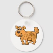 Ruffelig Oranje Puppy Hond Sleutelhanger (Voorkant)