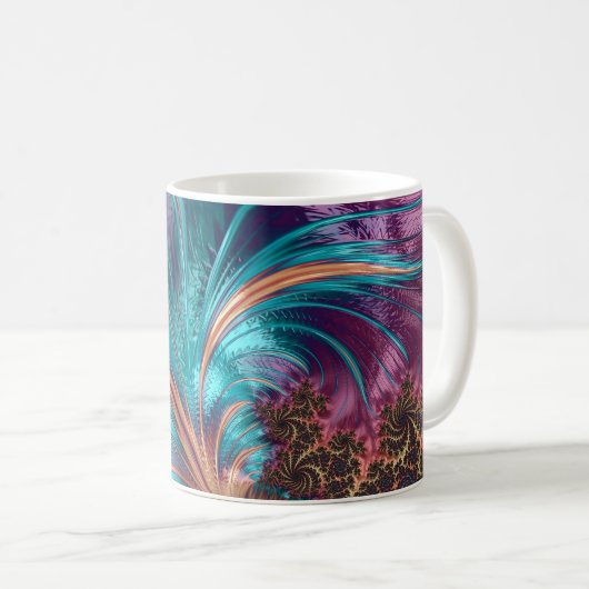 Ruffle A enkele feathers Fractal Art Coffee Mok (Voorkant rechts)