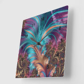 Ruffle a Enkele veren Fractal Art Wall Clock Vierkante Klok (Hoek)