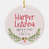  ruffle baby meisje eerste kerst rood roze keramisch ornament (Achterkant)