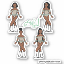 Ruffle Majorette / Dancer Stickers Groene Stenen