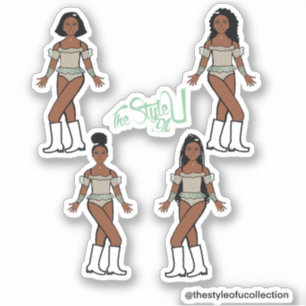 Ruffle Majorette / Dancer Stickers Groene Stenen