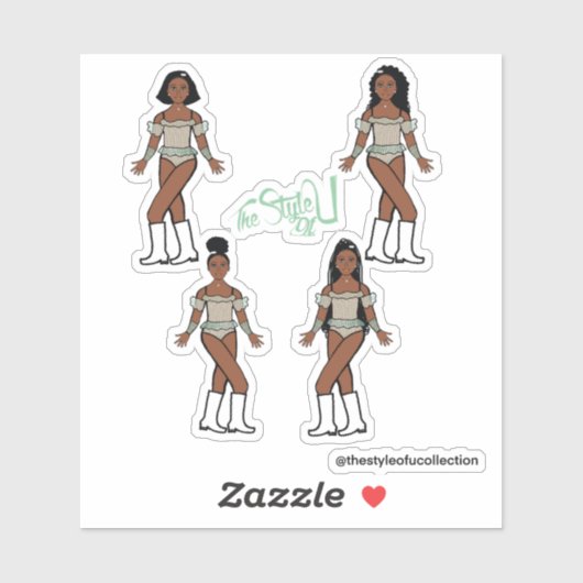 Ruffle Majorette / Dancer Stickers Groene Stenen (Vel)