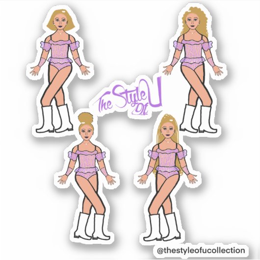 Ruffle Majorette / Dancer Stickers Lila Stones (Voorkant)