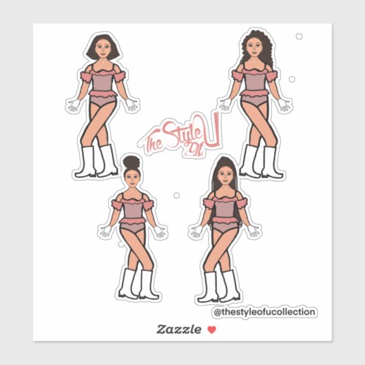 Ruffle Majorette / Dancer Stickers Perzik Blend (Vel)