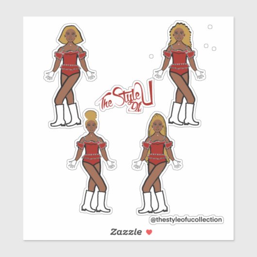 Ruffle Majorette / Dancer Stickers Red Diamond (Vel)